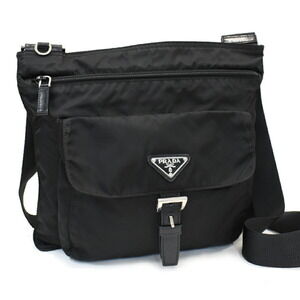 Prada Vela Crossbody Shoulder Bag Nero Black Nylon Triangle Logo